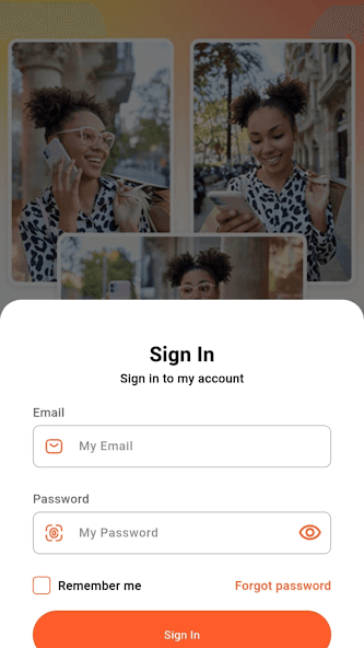 Écran de connexion Yoopii avec e-mail et mot de passe